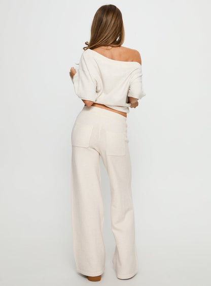 Bekki Wide Leg Knit Trousers Oat