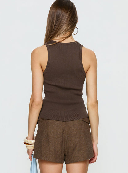 Kyrella Longline Vest Top Chocolate