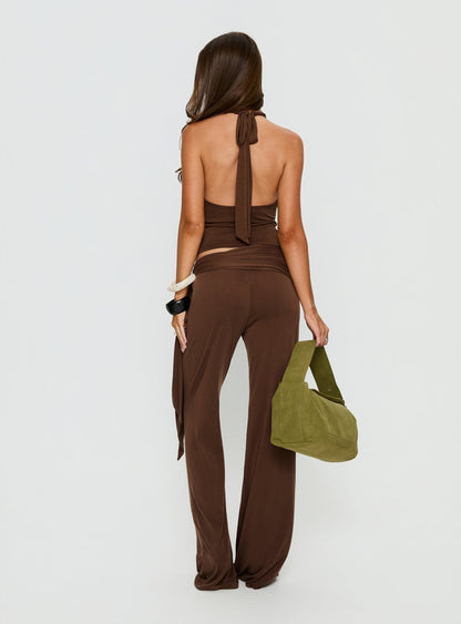 Katiana Wrap Jersey Trousers Brown