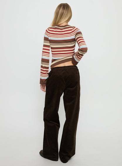 Kenza Wide Leg Corduroy Trousers Brown