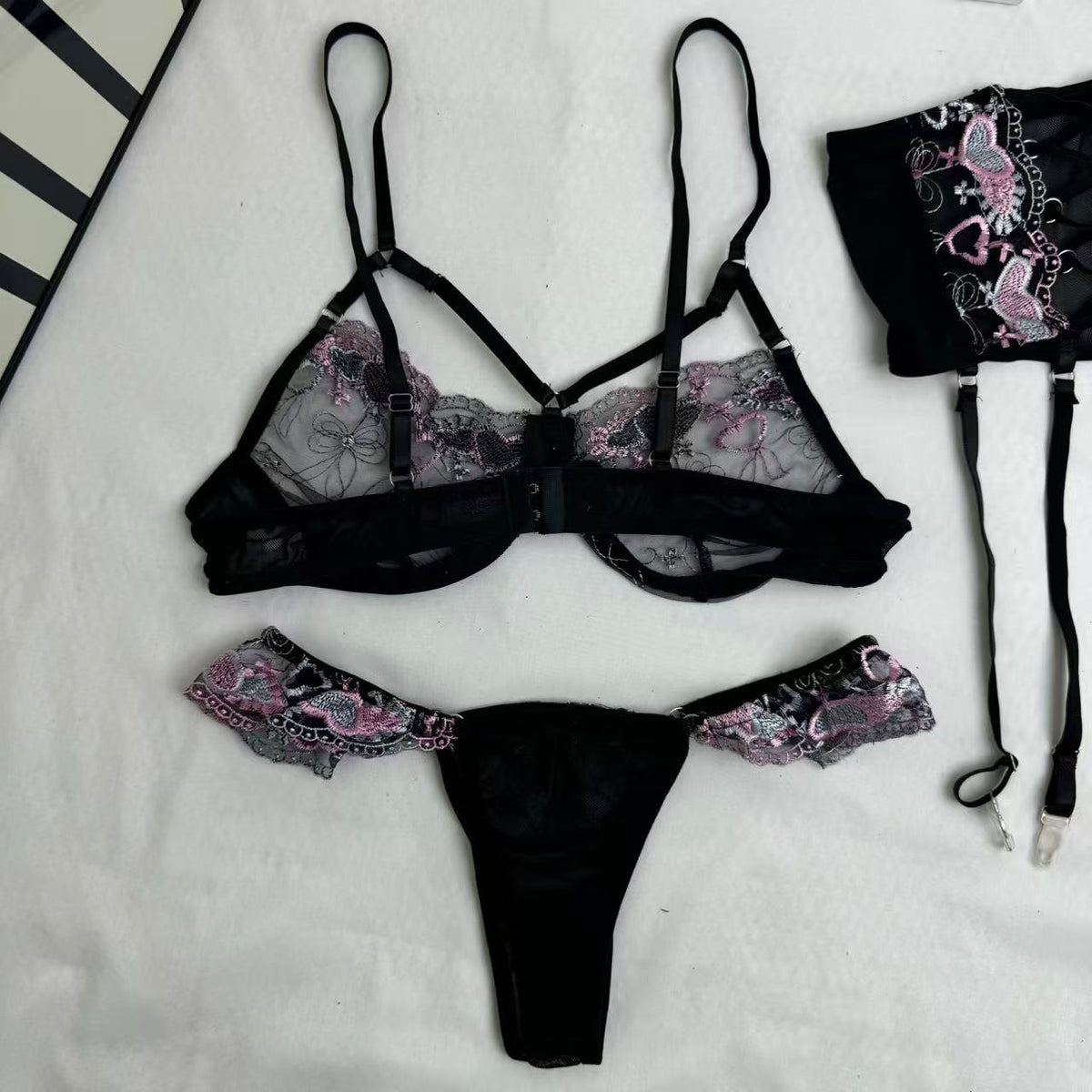 Embroidered Netting Three-Piece Set