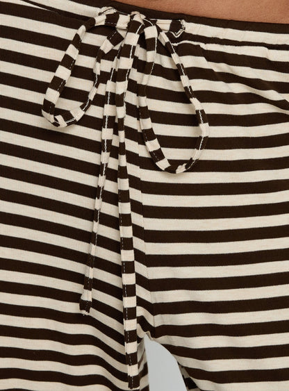 Gavrielle Jersey Wide Leg Trousers Chocolate / Cream Stripe
