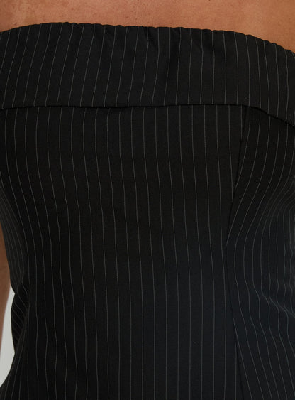 Isalyn Strapless Tailored Top Black Pinstripe