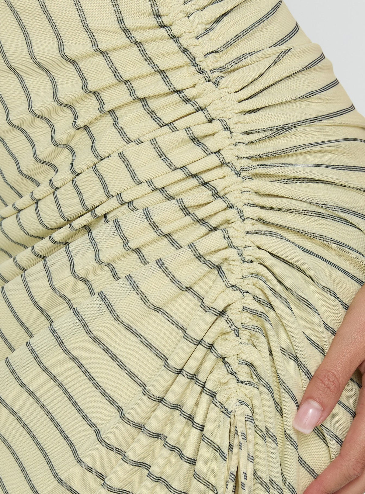 Adolena Halter Ruched Maxi Dress Yellow Stripe