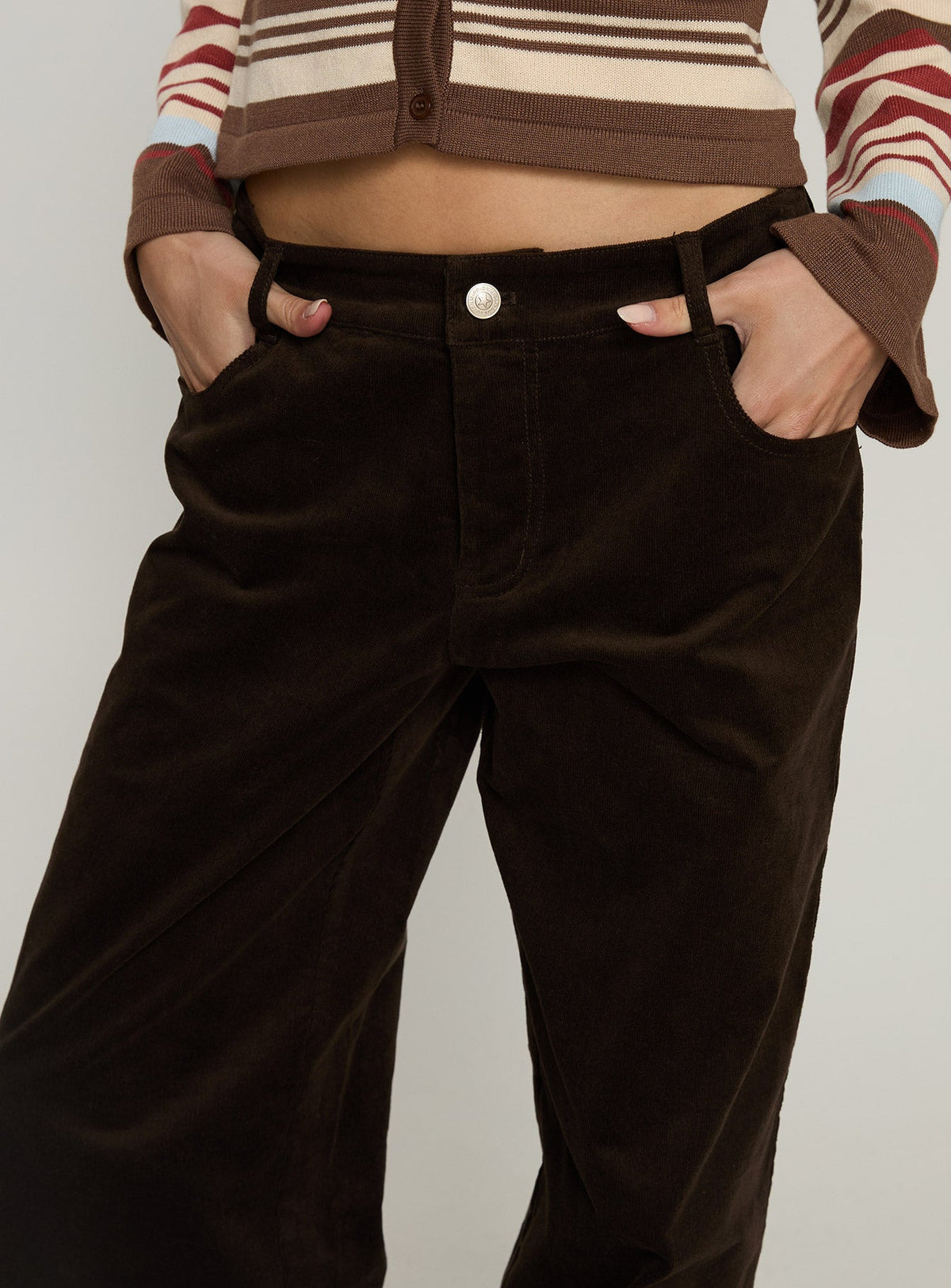 Kenza Wide Leg Corduroy Trousers Brown