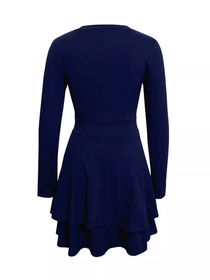 V-Neck Layered Ruffle Mini Dress