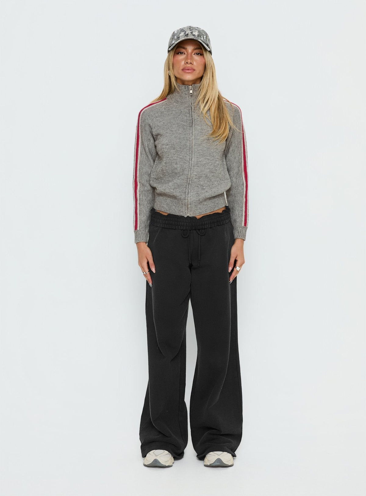 Caysey Zip Through Knit Jumper Grey