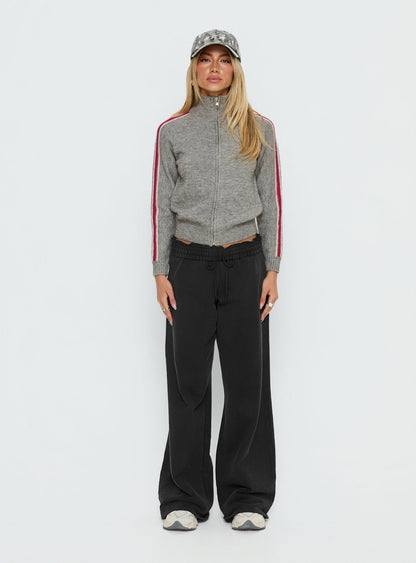 Caysey Zip Through Knit Jumper Grey
