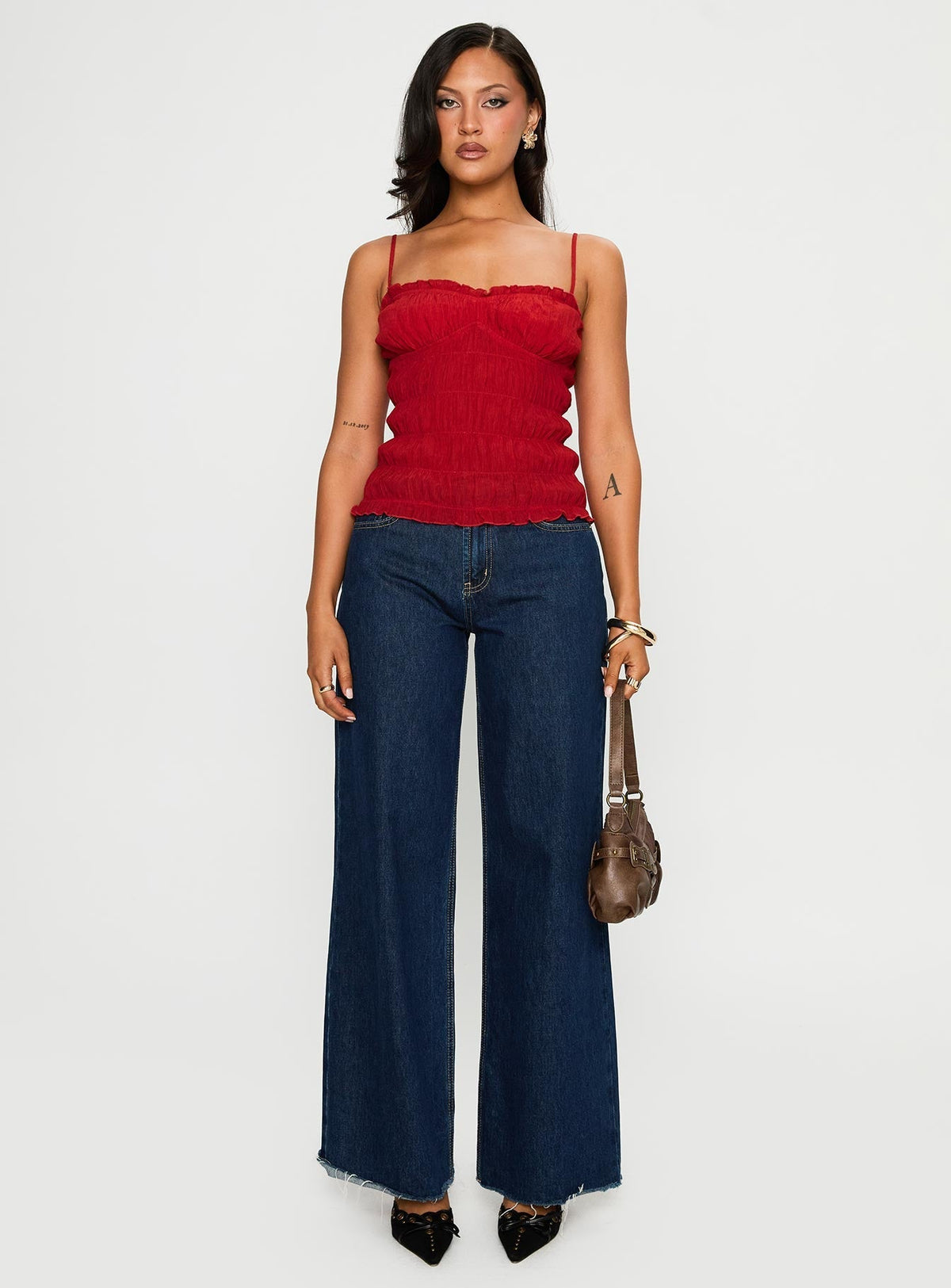 Money Maker Ruched Cami Top Red