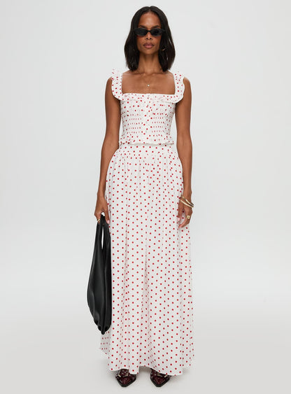 Valerio Maxi Skirt White / Red