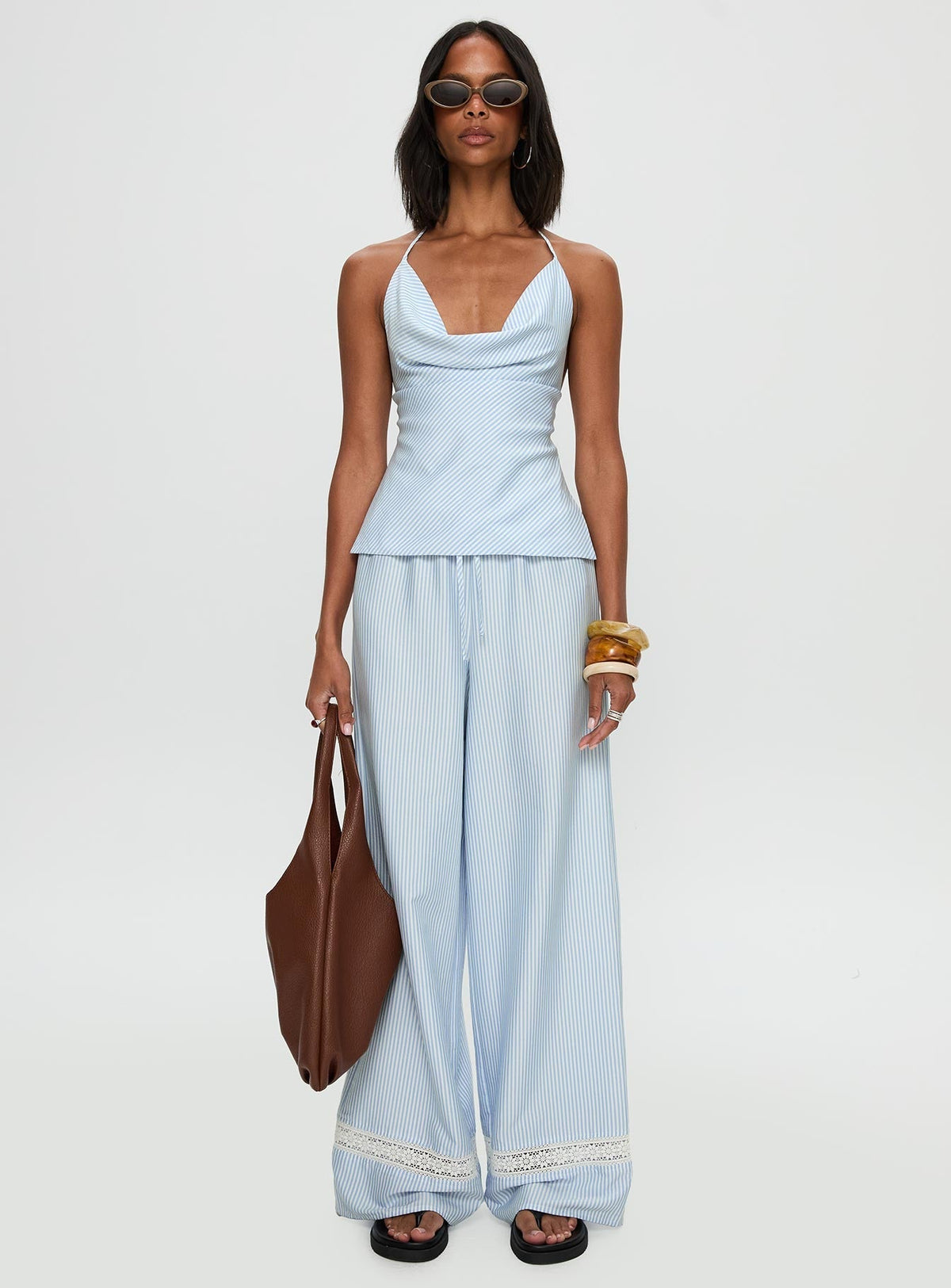Summer Too Hot Trousers Blue Stripe