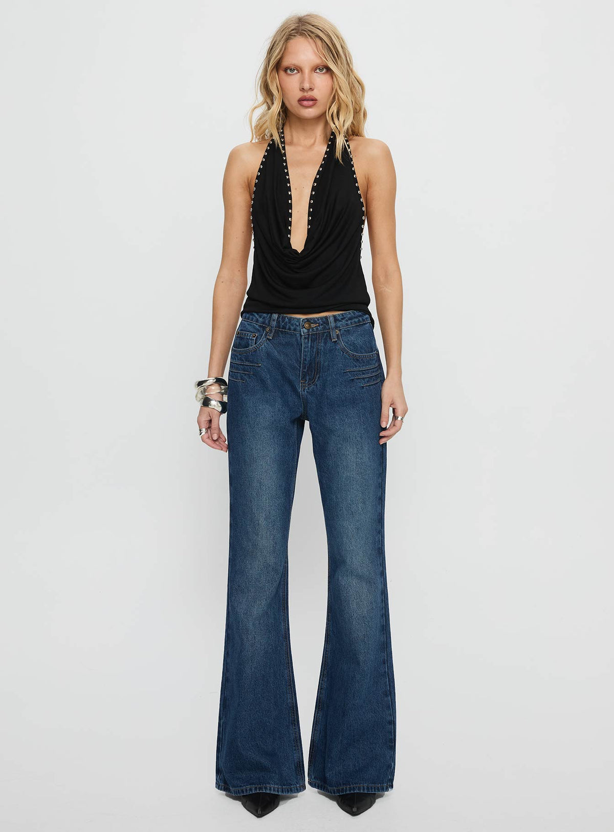 Wide World Mid Rise Bootleg Jeans Mid Blue