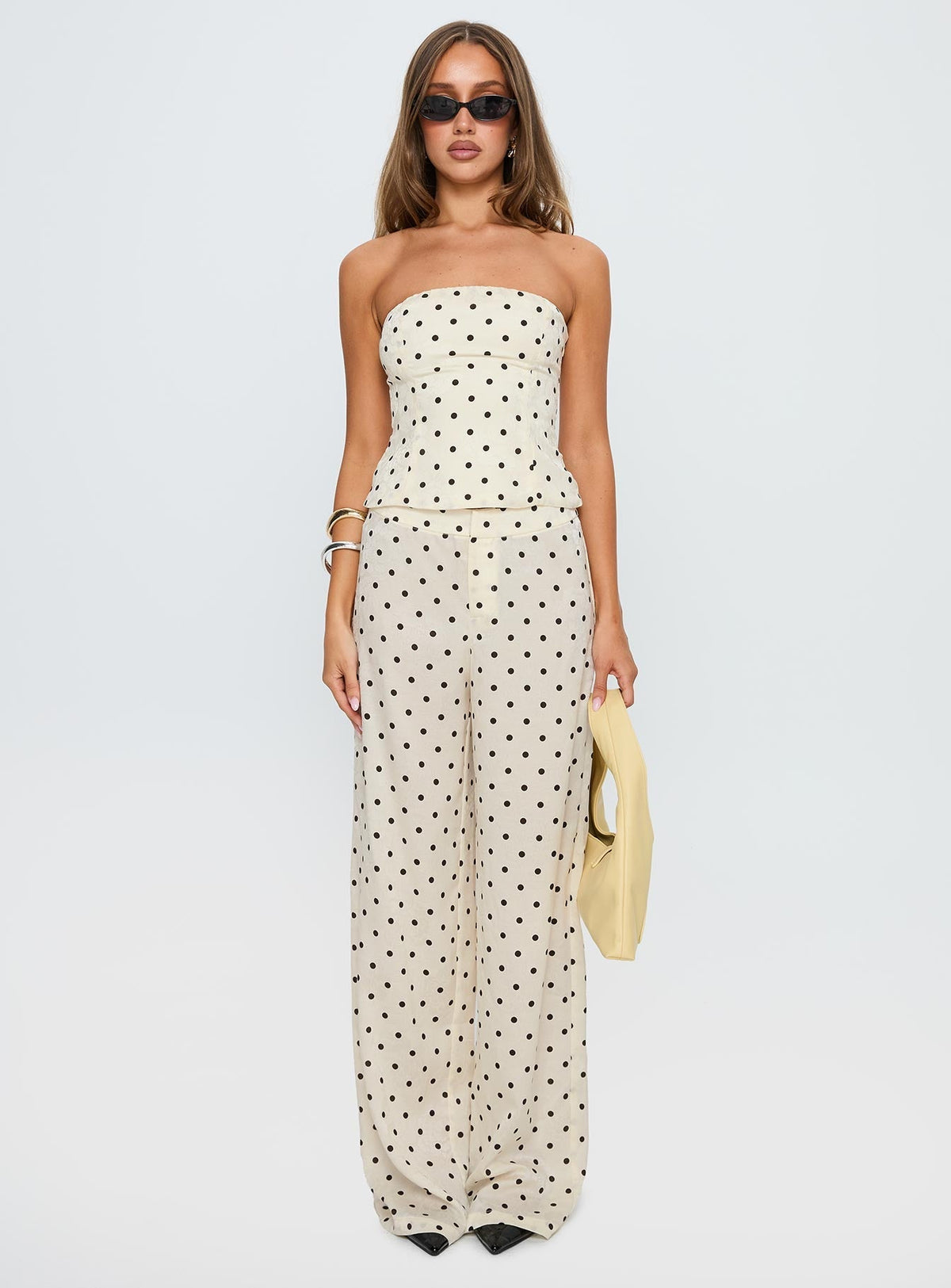 Powdered Sugar Strapless Co-ord Cream Polka