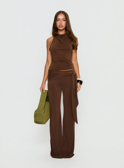 Katiana Wrap Jersey Trousers Brown