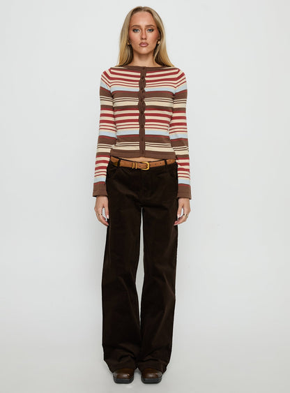 Kenza Wide Leg Corduroy Trousers Brown