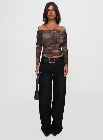 Good Taste Off Shoulder Long Sleeve Top Multi