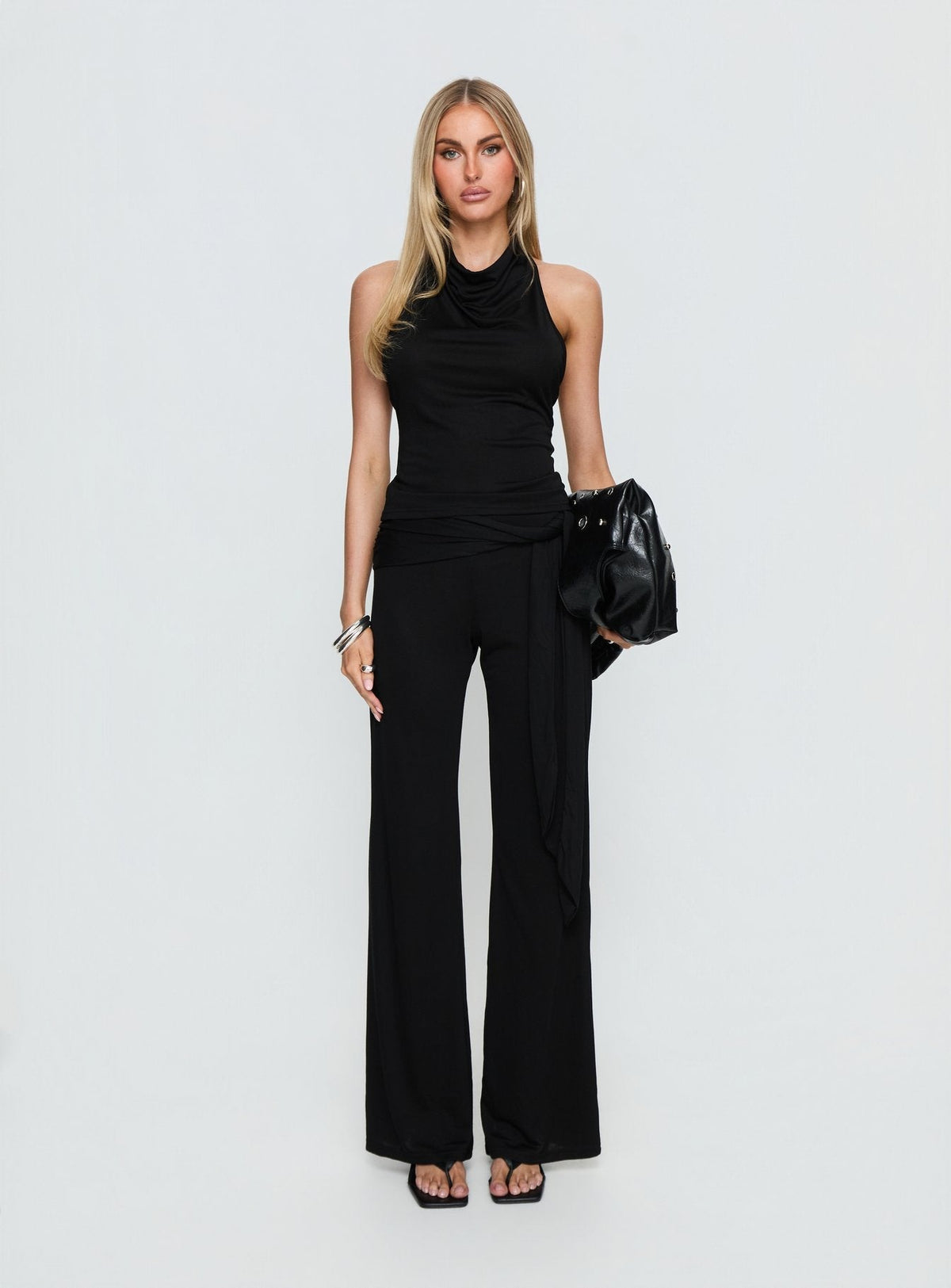 Katiana Wrap Jersey Trousers Black