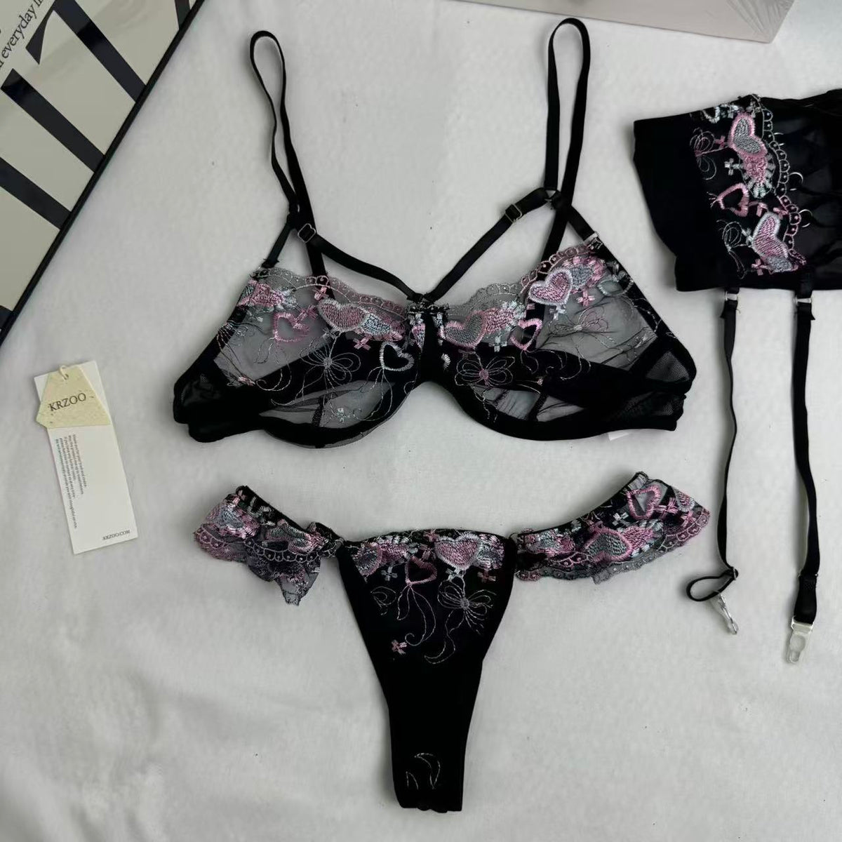 Embroidered Netting Three-Piece Set