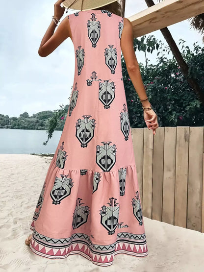 Printed Sleeveless Maxi Dress