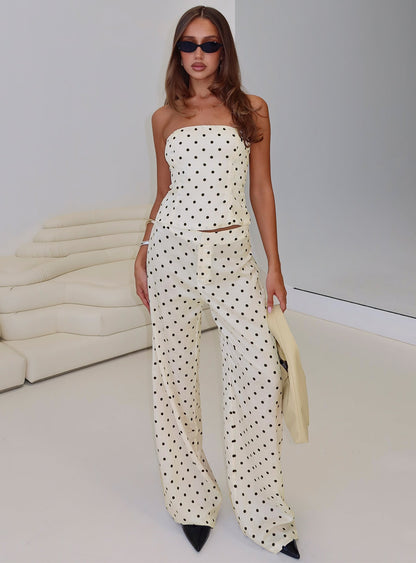 Powdered Sugar Strapless Co-ord Cream Polka
