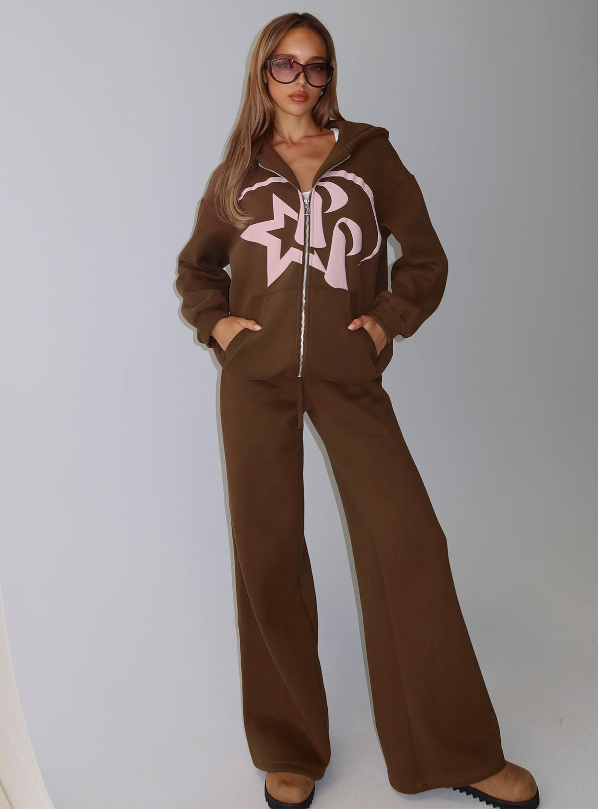 Princess Polly Stargirl Zip Through Jumper Brown