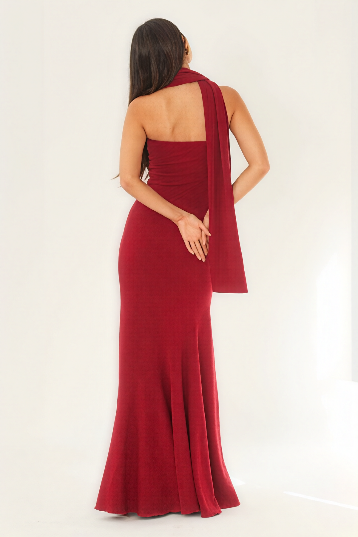 Solid Jersey Off-Shoulder Maxi Dress