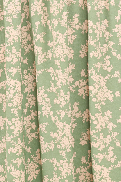 Ashara Long Sleeve Midi Dress - Green Floral