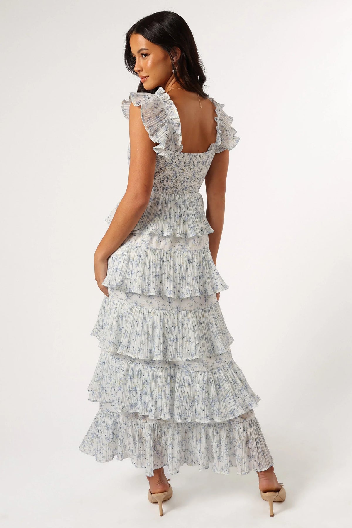 Cayson Midi Ruffle Dress - Cream Lavender