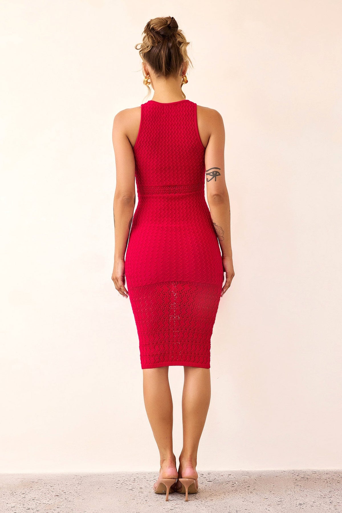 Marlie Knit Midi Dress - Red