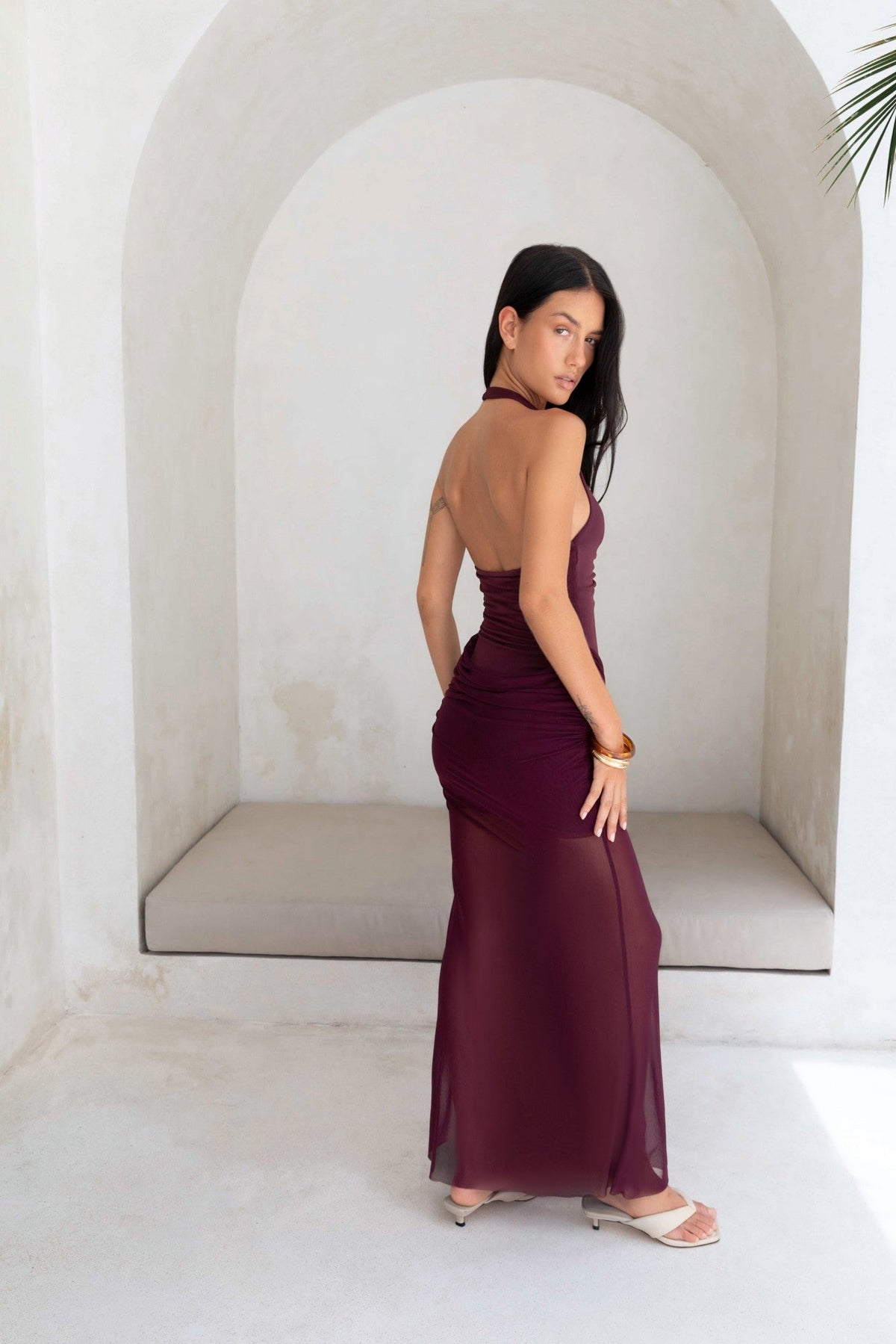 Luxe Legacy Halter Maxi Dress Plum