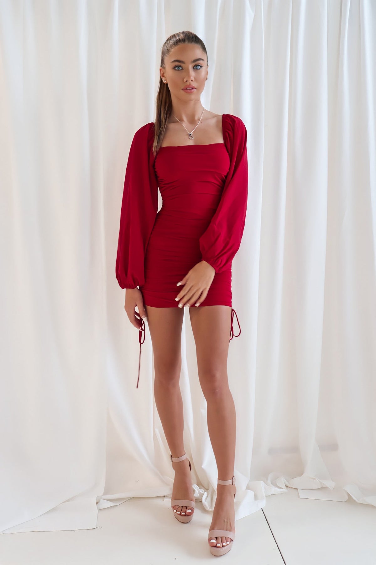 Astrid Mesh Dress - Cherry Red