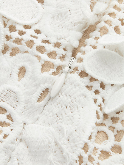 Strapless 3D Floral Lace Mini Dress with Removable Straps