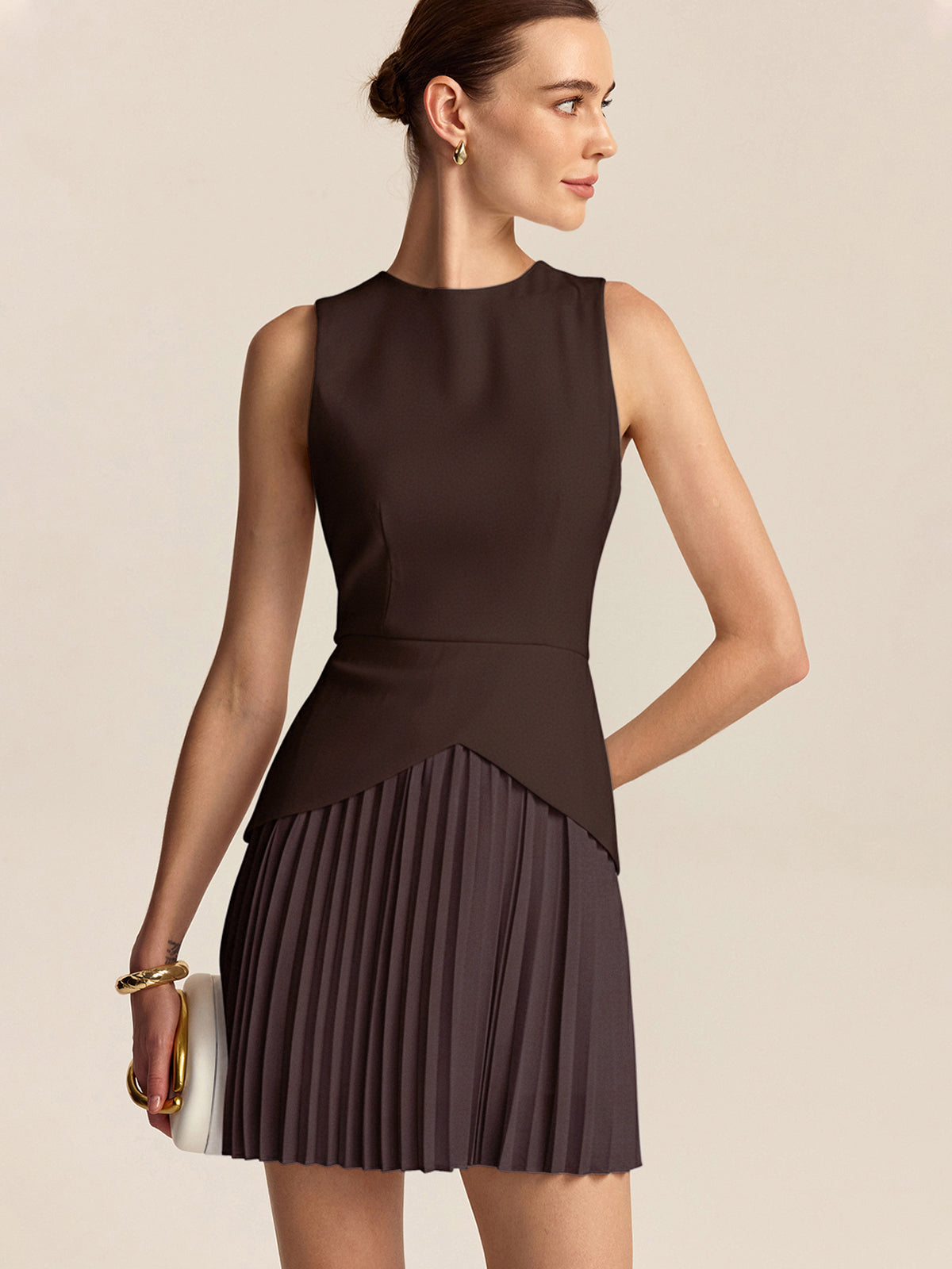 Pleated Hem Mini Dress