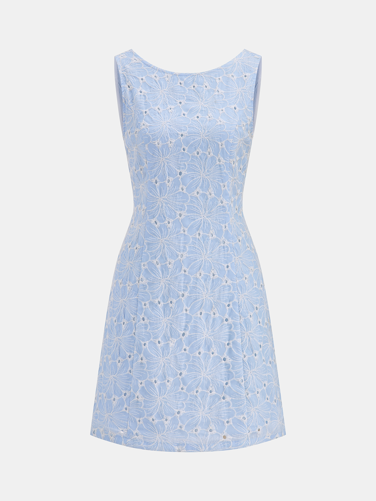 Floral Eyelet Embroidery Sleeveless Dress