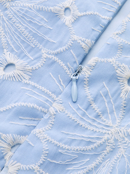 Floral Eyelet Embroidery Sleeveless Dress