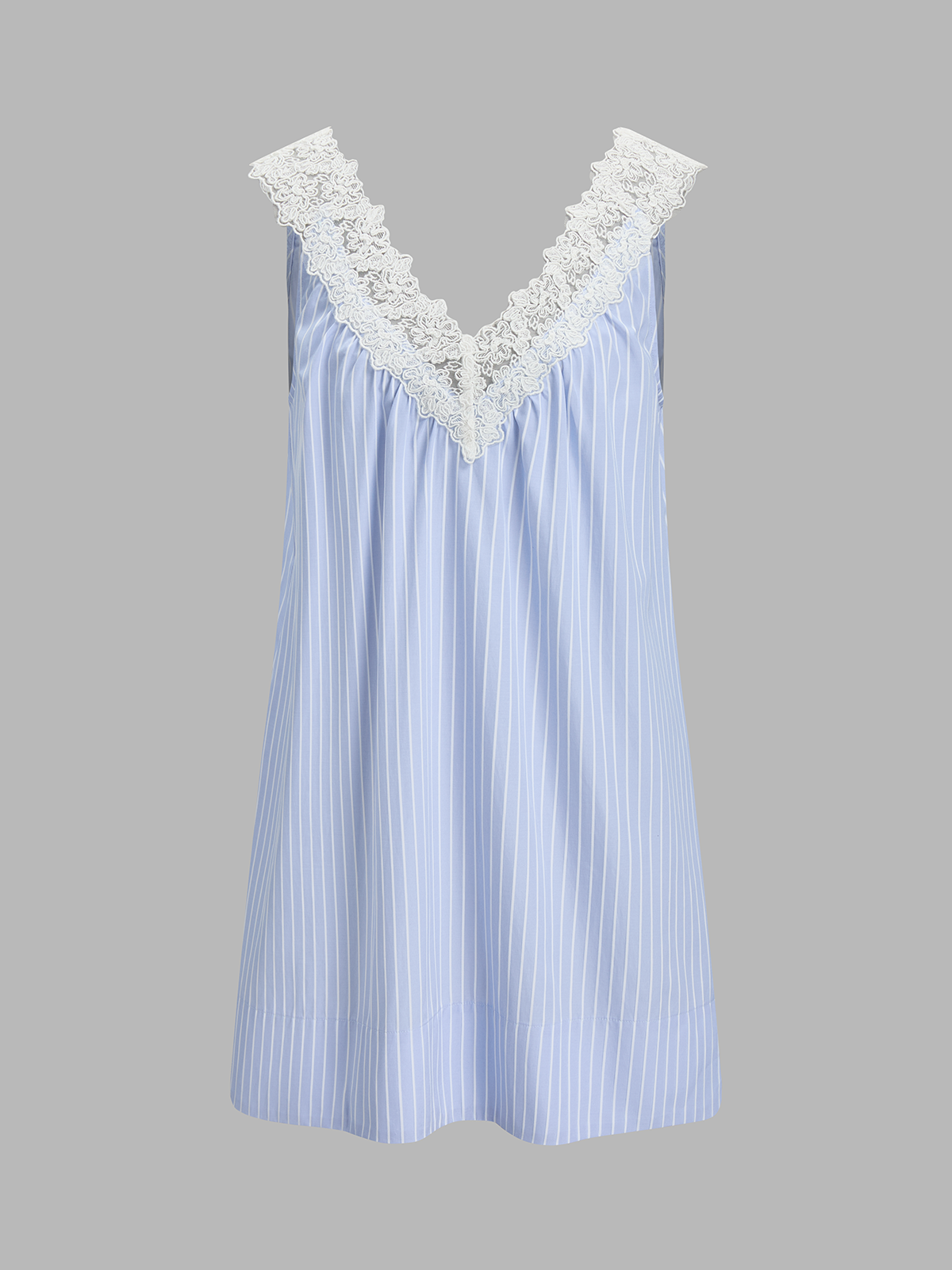 Striped Lace Trim V-Neck Mini Dress