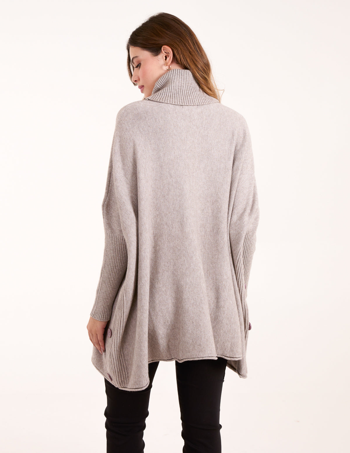 Roll Neck Button Mini Pocket Jumper