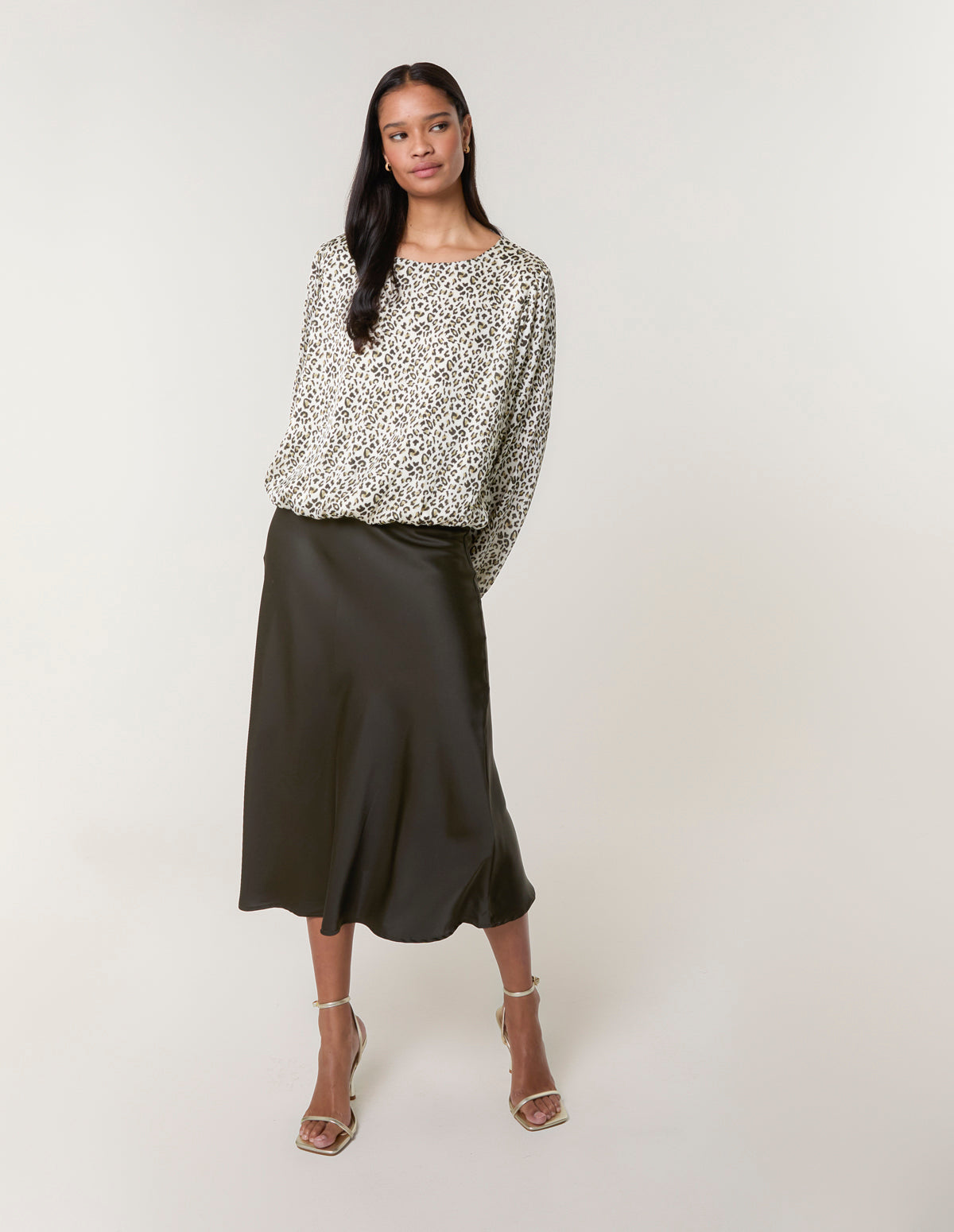 Leopard Print Elasticated Hem Blouse