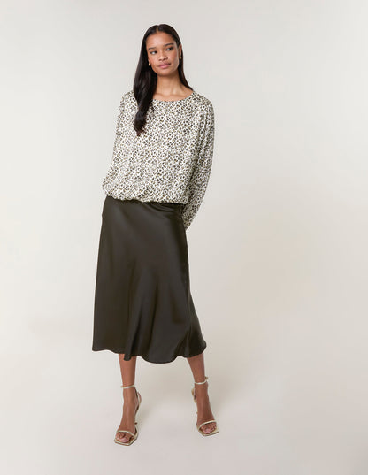Leopard Print Elasticated Hem Blouse