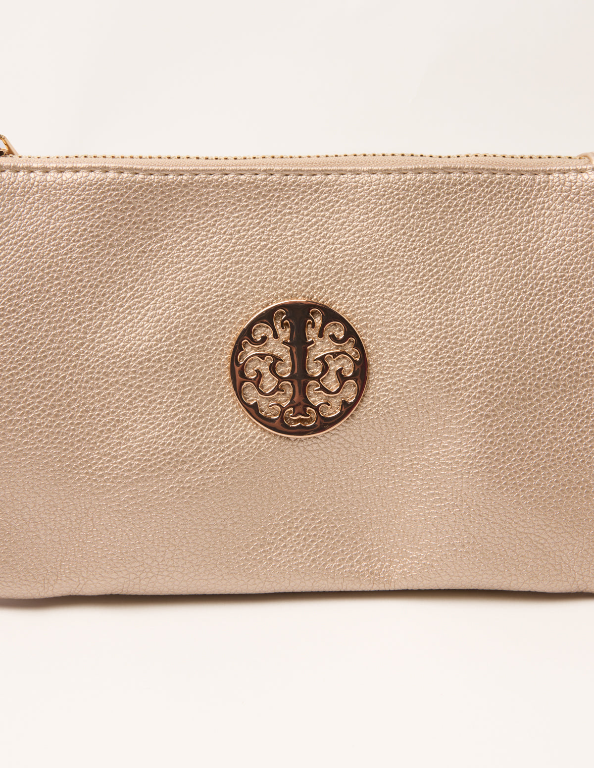 Detailed Zip Up Purse With Detachable Strap