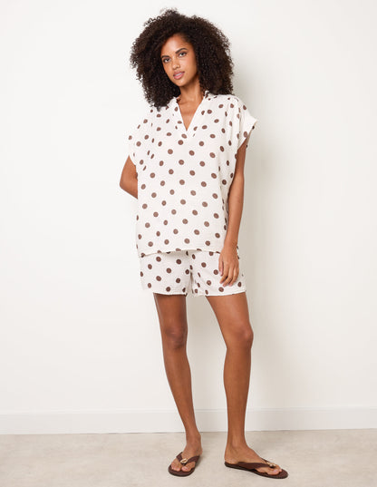 Cheesecloth Polka Dot Short Set