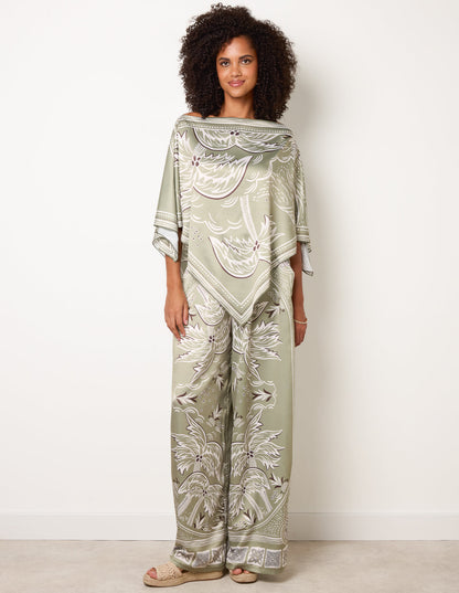 Scarf Print Trouser Set