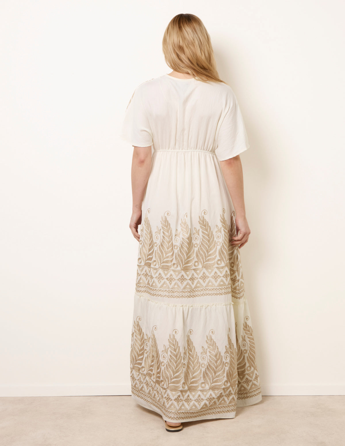 Metallic Embroidered Maxi Dress