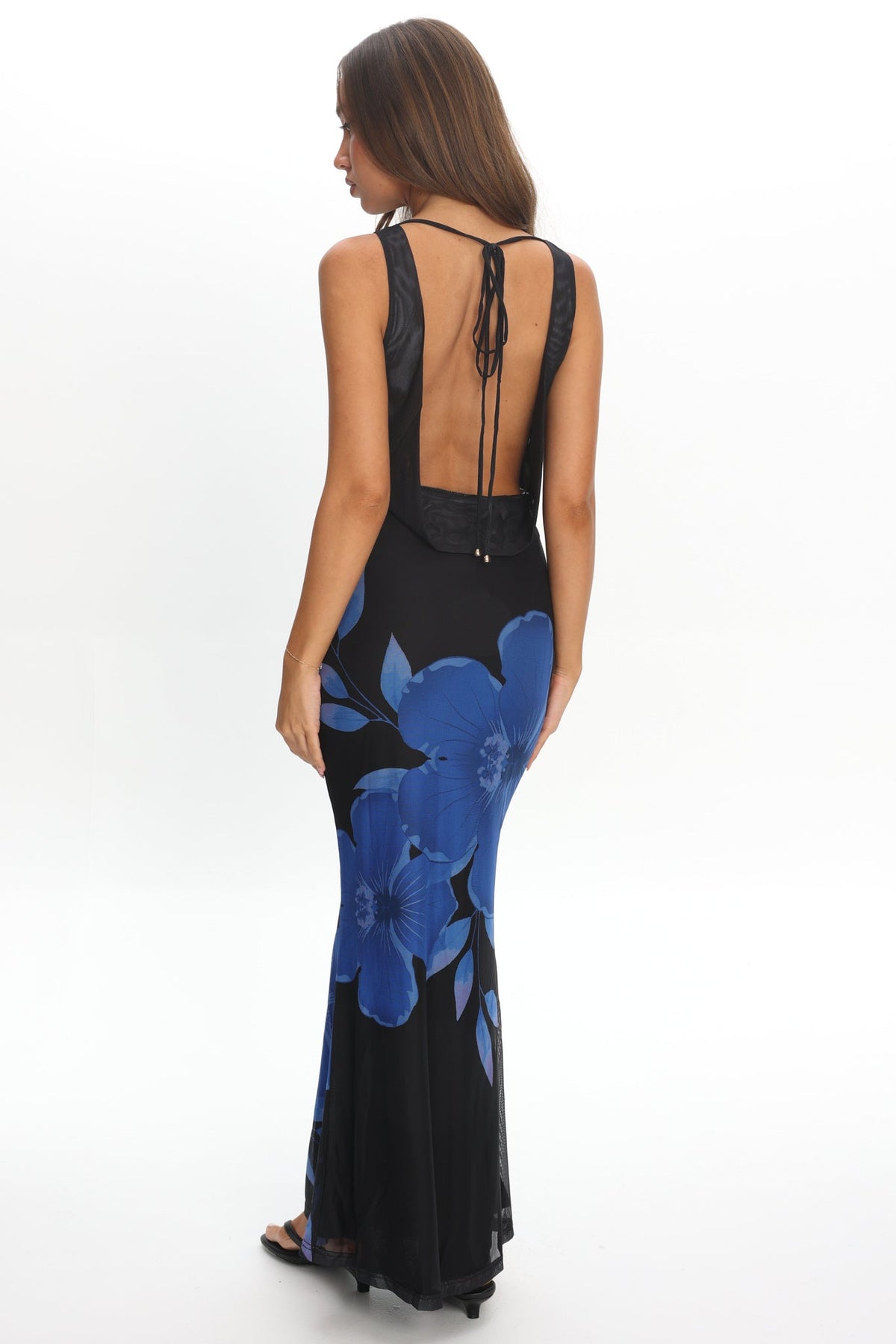 Cassiopeia Open Back Maxi Dress Hibiscus Blue