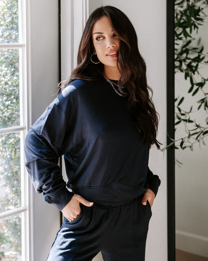 Fletcher Knit Long Sleeve Top - Navy