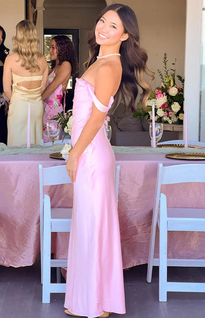 Ella Light Pink Off Shoulder Prom Dress