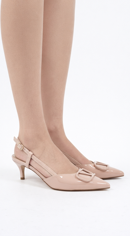 Paulina Sling back Kitten Heel - Beige