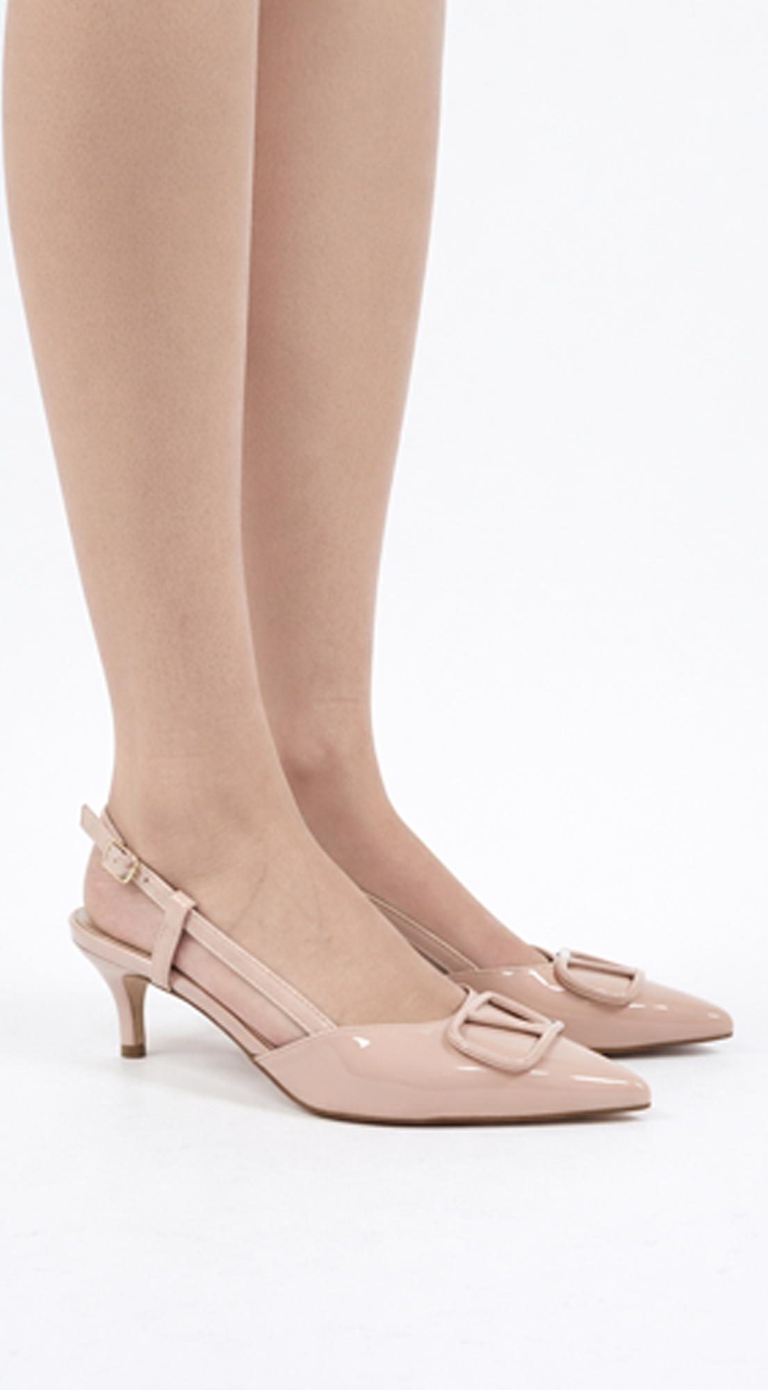 Paulina Sling back Kitten Heel - Beige