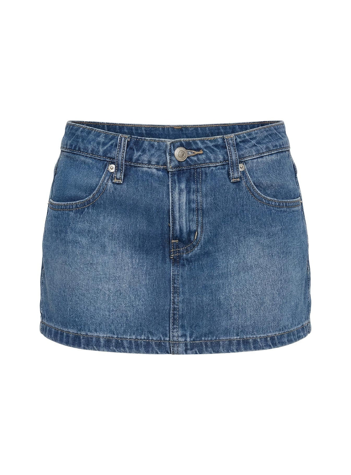 Baxon Low Rise Micro Denim Skort Mid Blue Wash