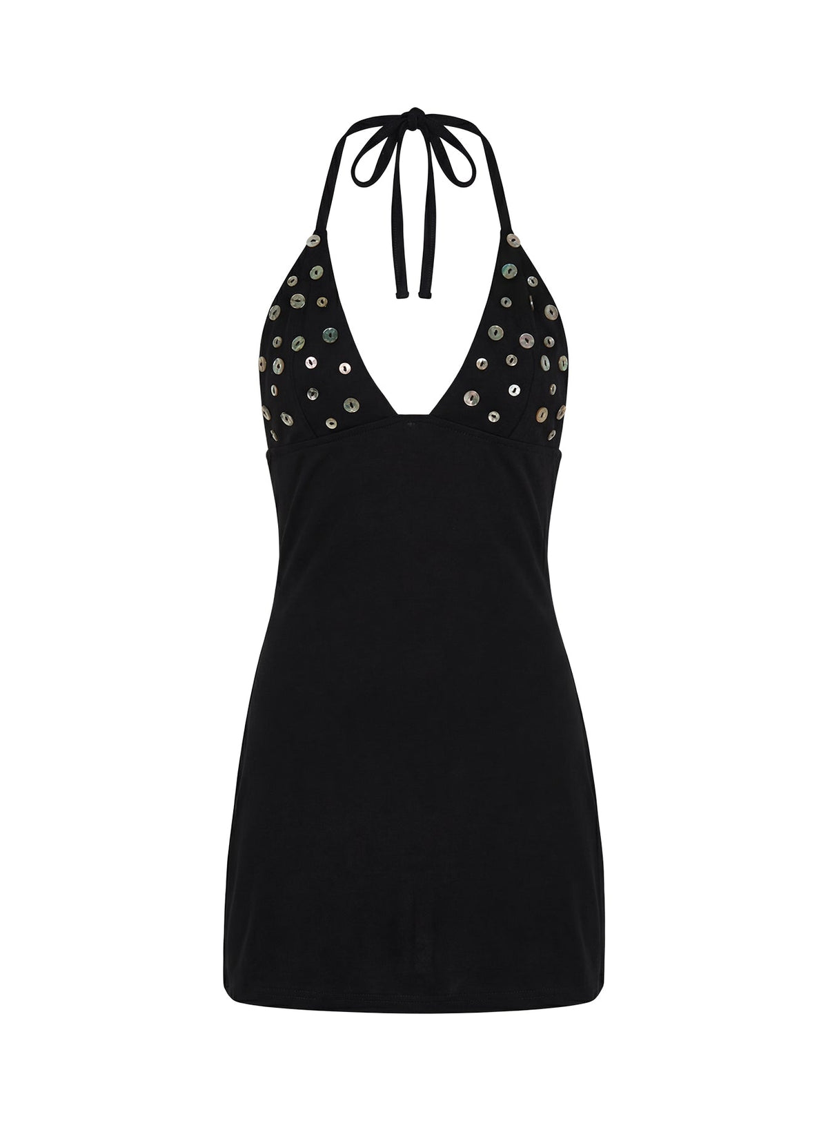 Chyna Halter Button Mini Dress Black